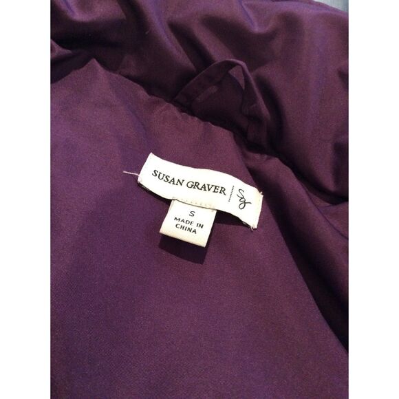 Susan Graver EUC Puffer Coat Hood Faux Fur Long snow Waterproof Small Purple - Picture 4 of 5